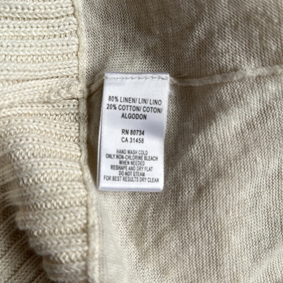 BCBG Max Azria Ivory Cream Short Sleeve Cocoon Cardigan Linen Blend Sweater S - Picture 7 of 7